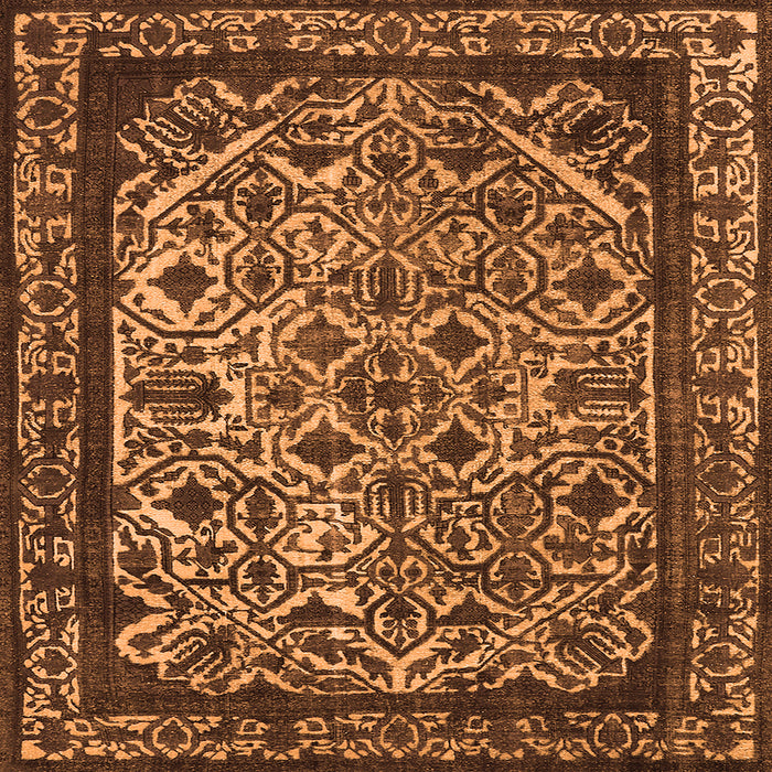 Square Machine Washable Oriental Orange Industrial Area Rugs, wshurb2218org