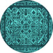 Round Oriental Turquoise Industrial Rug, urb2218turq