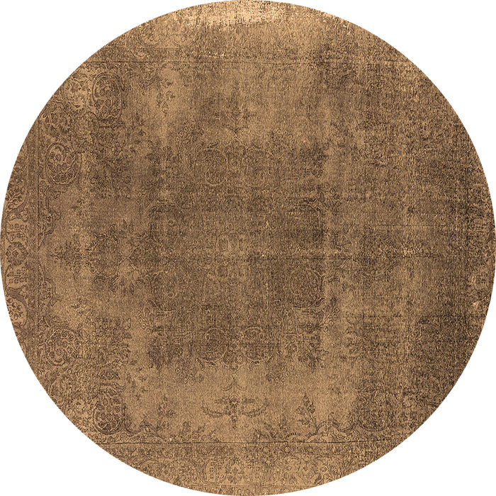 Round Oriental Brown Industrial Rug, urb2219brn