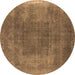 Round Oriental Brown Industrial Rug, urb2219brn