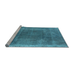 Sideview of Machine Washable Oriental Light Blue Industrial Rug, wshurb2219lblu