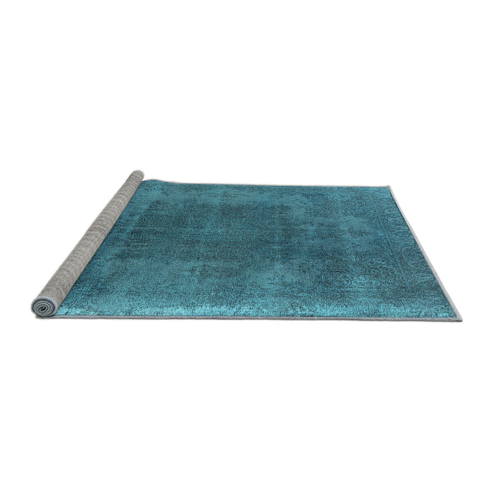 Sideview of Machine Washable Oriental Light Blue Industrial Rug, wshurb2219lblu