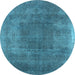 Round Oriental Light Blue Industrial Rug, urb2219lblu