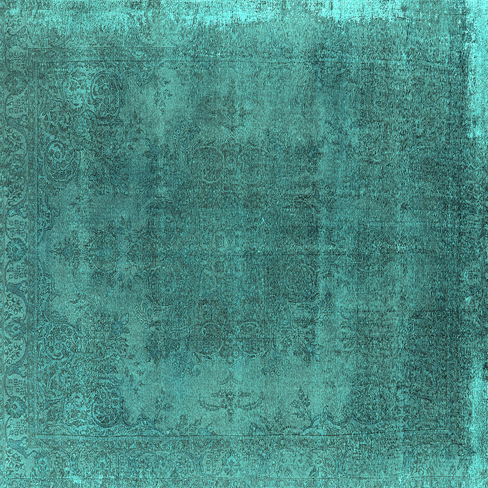 Square Machine Washable Oriental Turquoise Industrial Area Rugs, wshurb2219turq