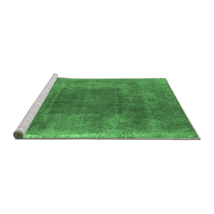 Sideview of Machine Washable Oriental Emerald Green Industrial Area Rugs, wshurb2219emgrn