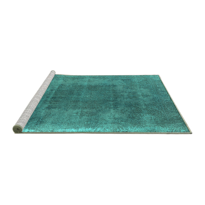 Sideview of Machine Washable Oriental Turquoise Industrial Area Rugs, wshurb2219turq