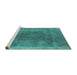 Sideview of Machine Washable Oriental Turquoise Industrial Area Rugs, wshurb2219turq
