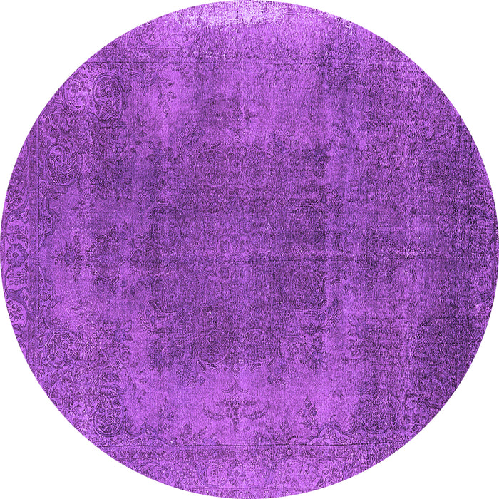 Round Machine Washable Oriental Purple Industrial Area Rugs, wshurb2219pur