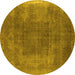 Round Oriental Yellow Industrial Rug, urb2219yw