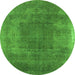 Round Oriental Green Industrial Rug, urb2219grn