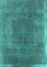 Machine Washable Oriental Turquoise Industrial Area Rugs, wshurb2219turq
