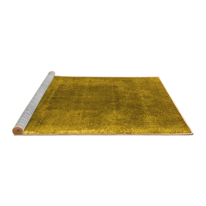 Sideview of Machine Washable Oriental Yellow Industrial Rug, wshurb2219yw