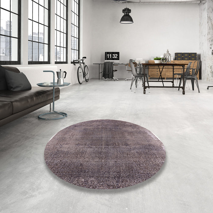 Round Machine Washable Industrial Modern Purple Rug in a Office, wshurb2219