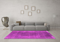 Machine Washable Oriental Pink Industrial Rug in a Living Room, wshurb2219pnk
