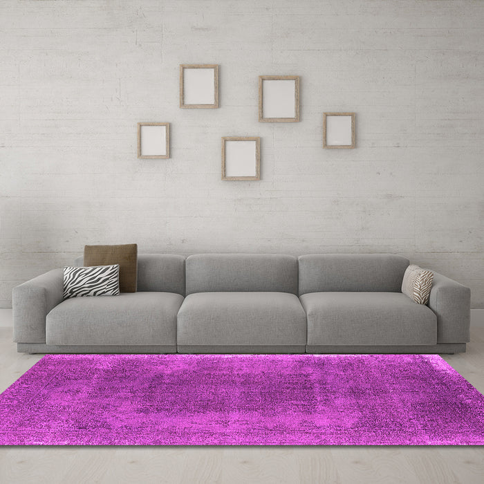Machine Washable Oriental Pink Industrial Rug in a Living Room, wshurb2219pnk