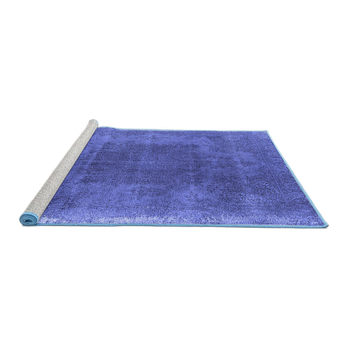 Sideview of Machine Washable Oriental Blue Industrial Rug, wshurb2219blu