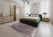 Mid-Century Modern Purple Oriental Rug in a Bedroom, urb2219