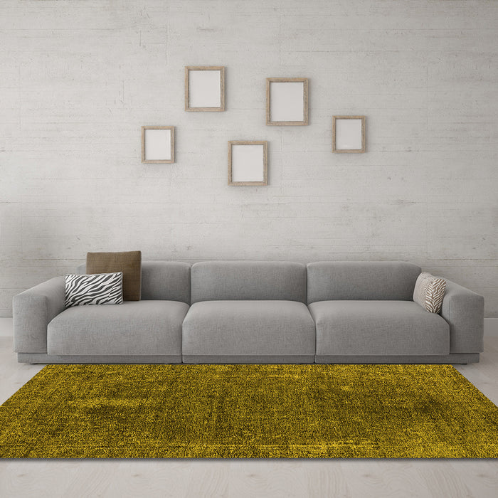 Machine Washable Oriental Yellow Industrial Rug in a Living Room, wshurb2220yw
