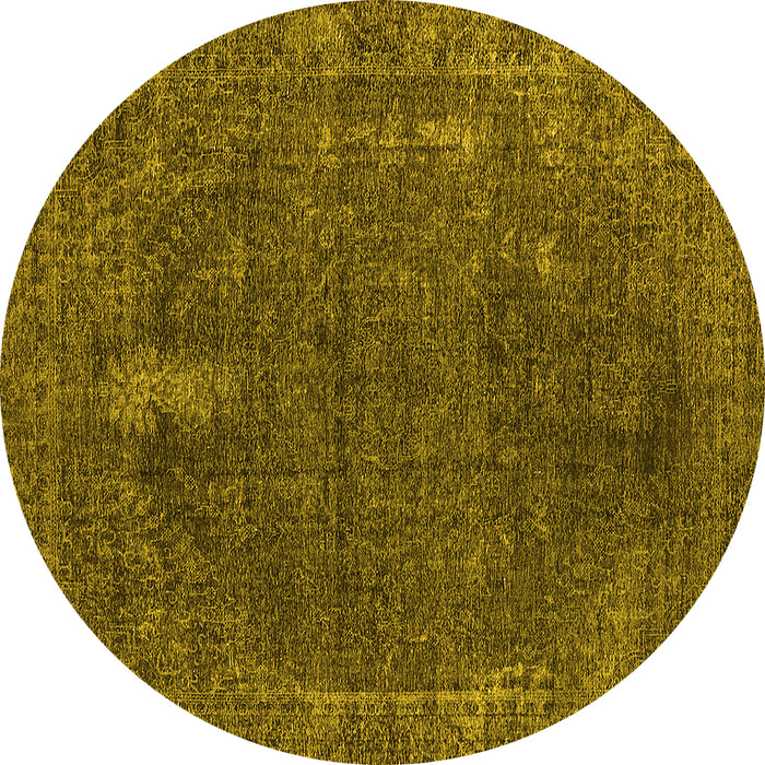 Round Oriental Yellow Industrial Rug, urb2220yw