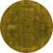 Round Oriental Yellow Industrial Rug, urb2220yw