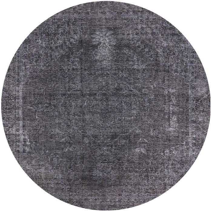 Round Mid-Century Modern Light Black Oriental Rug, urb2220