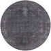 Round Mid-Century Modern Light Black Oriental Rug, urb2220