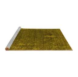 Sideview of Machine Washable Oriental Yellow Industrial Rug, wshurb2220yw