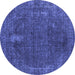 Round Oriental Blue Industrial Rug, urb2220blu