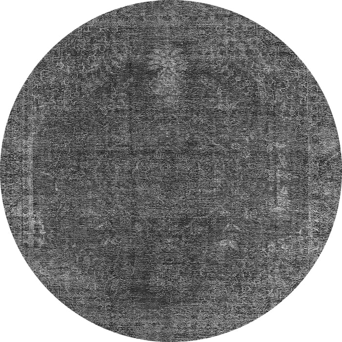 Round Machine Washable Oriental Gray Industrial Rug, wshurb2220gry