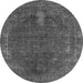 Round Machine Washable Oriental Gray Industrial Rug, wshurb2220gry