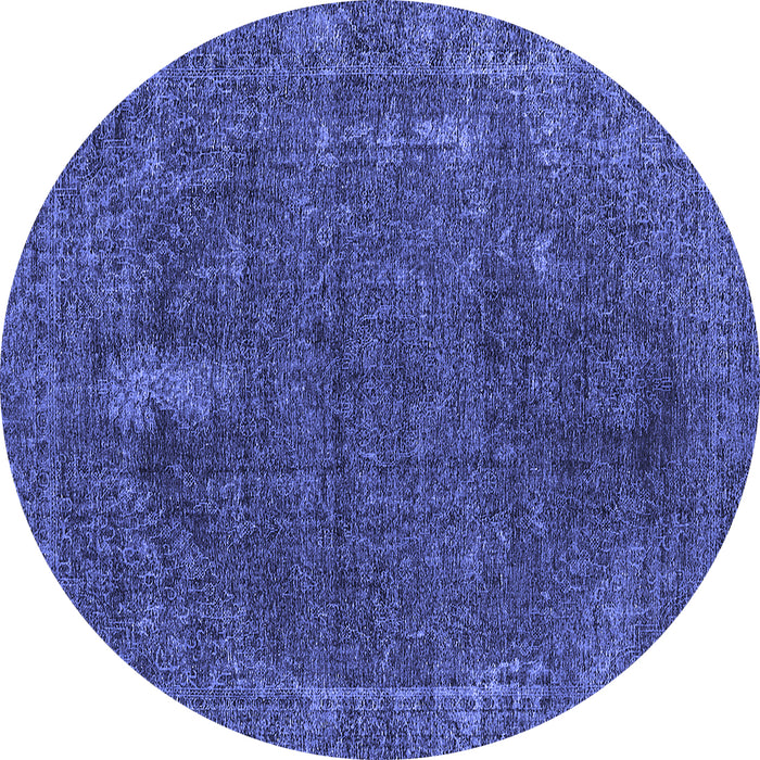 Round Machine Washable Oriental Blue Industrial Rug, wshurb2220blu