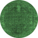 Round Oriental Emerald Green Industrial Rug, urb2220emgrn