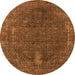 Round Machine Washable Oriental Orange Industrial Area Rugs, wshurb2220org