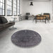 Round Mid-Century Modern Light Black Oriental Rug in a Office, urb2220