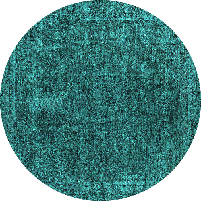 Round Oriental Turquoise Industrial Rug, urb2220turq