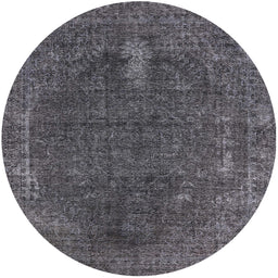 Round Machine Washable Industrial Modern Light Black Rug, wshurb2220