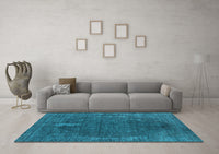 Machine Washable Oriental Light Blue Industrial Rug, wshurb2220lblu