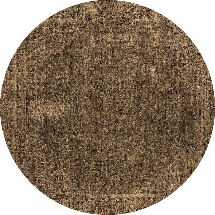 Round Oriental Brown Industrial Rug, urb2220brn
