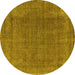 Round Machine Washable Oriental Yellow Industrial Rug, wshurb2221yw