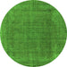 Round Oriental Green Industrial Rug, urb2221grn