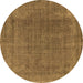 Round Machine Washable Oriental Brown Industrial Rug, wshurb2221brn