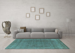 Machine Washable Oriental Light Blue Industrial Rug in a Living Room, wshurb2221lblu