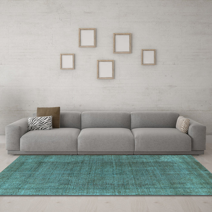 Machine Washable Oriental Light Blue Industrial Rug in a Living Room, wshurb2221lblu