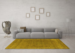 Machine Washable Oriental Yellow Industrial Rug in a Living Room, wshurb2221yw