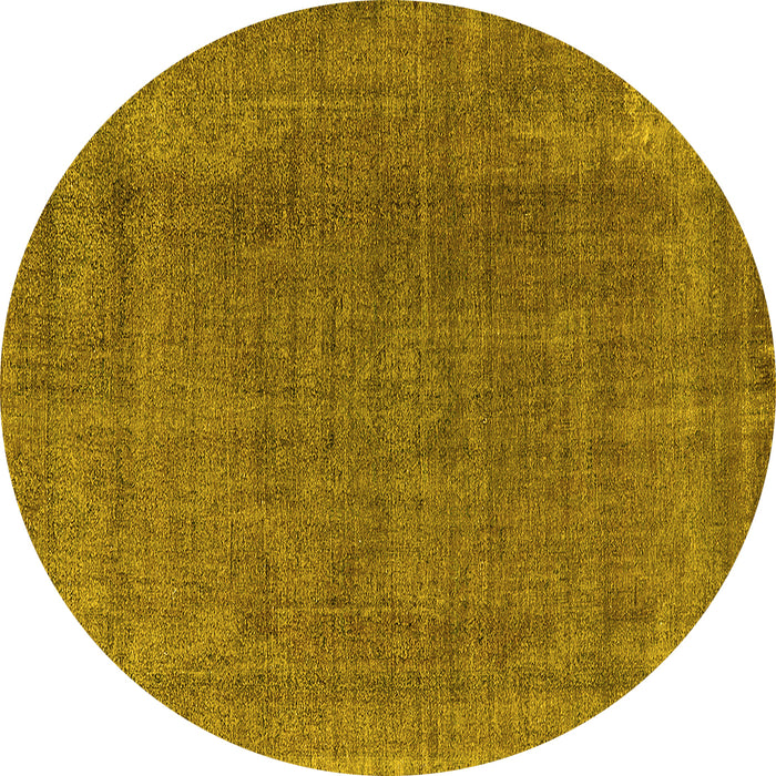 Round Oriental Yellow Industrial Rug, urb2221yw