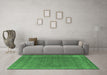 Machine Washable Oriental Emerald Green Industrial Area Rugs in a Living Room,, wshurb2221emgrn