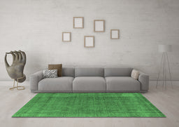 Machine Washable Oriental Emerald Green Industrial Area Rugs in a Living Room,, wshurb2221emgrn