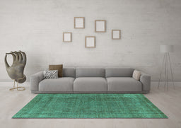 Machine Washable Oriental Turquoise Industrial Area Rugs in a Living Room,, wshurb2221turq