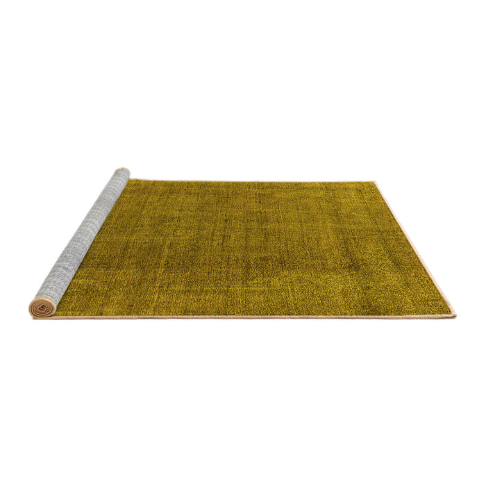 Sideview of Machine Washable Oriental Yellow Industrial Rug, wshurb2221yw