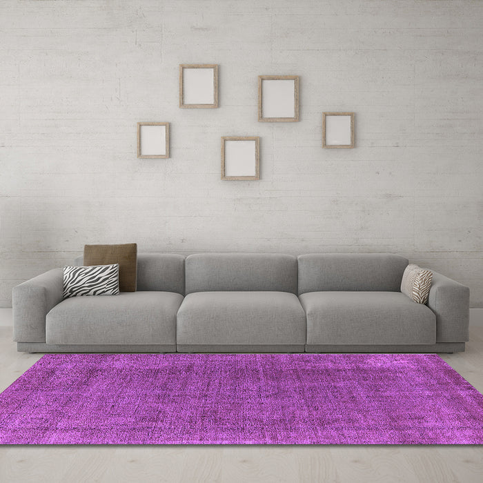 Machine Washable Oriental Purple Industrial Area Rugs in a Living Room, wshurb2221pur